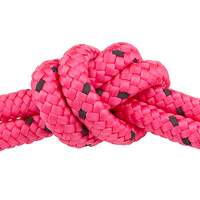 Sail rope, diameter 10 mm, length 1 m, pink with reflective stripes 