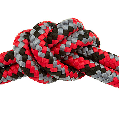 Sail rope, diameter 10 mm, length 1 m, red-grey-black mix 