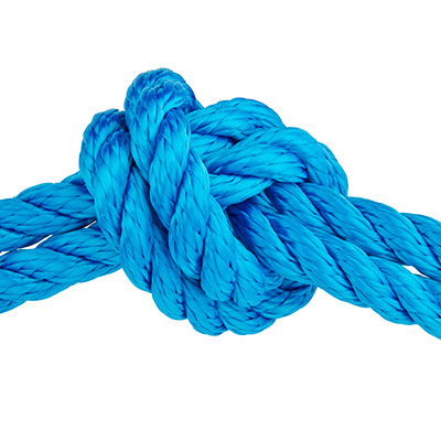 Twisted sail rope, diameter 10 mm, length 1 m, blue 