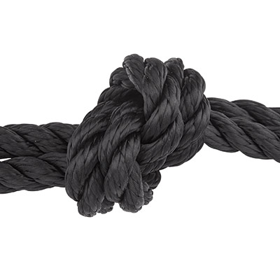 Twisted sail rope, diameter 10 mm, length 1 m, black 