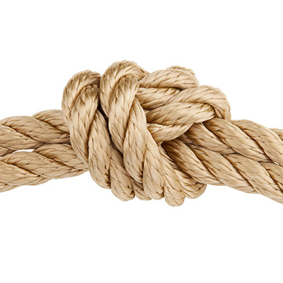 Twisted sail rope, diameter 10 mm, length 1 m, light brown 