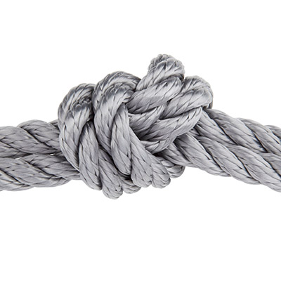 Twisted sail rope, diameter 10 mm, length 1 m, light grey 