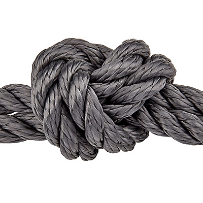 Twisted sail rope, diameter 10 mm, length 1 m, grey 