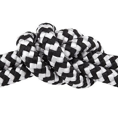 Sail rope, diameter 6 mm, length 1 m, black-white mix 