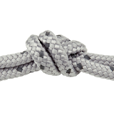 Sail rope, diameter approx. 4.5 -5 mm, length 1 m, grey reflective 