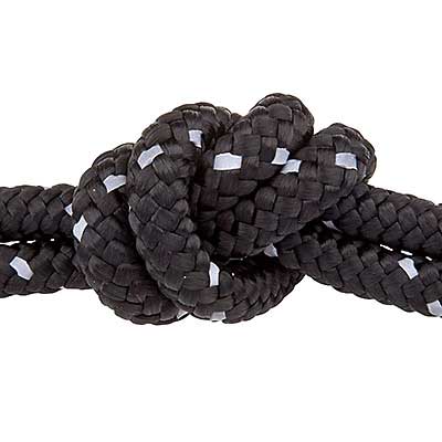 Paracord diameter 1.9 mm, colour black with reflective stripes, length 1 metre 