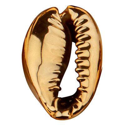 Galvanisierte Muschelperle, oval, Rückseite flach, Muschel, goldfarben, ca. 17,5 x 10,5 mm 