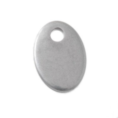 Stainless steel pendant, oval, 7 x 5 mm, silver-coloured 