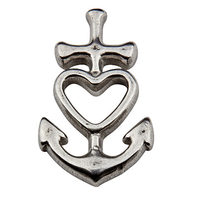 Stainless steel pendant, anchor, 25 x 15 mm, silver-coloured 