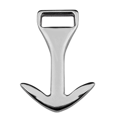 Stainless steel anchor hook, for bracelet making, 35 x 23.5 mm, eyelet 4 x 10 mm, silver-coloured 