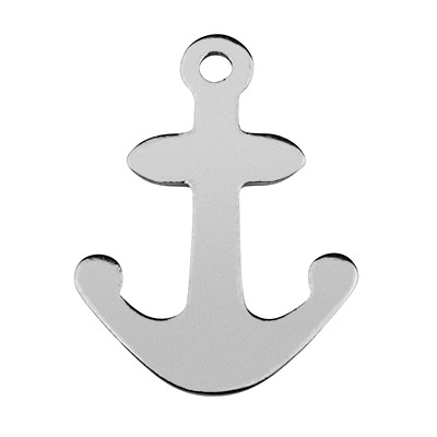 Stainless steel pendant, anchor, 19 x 14 mm, silver-coloured 