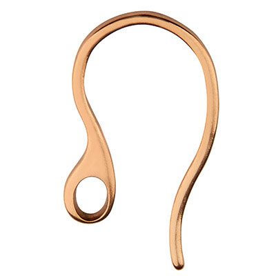 Stainless steel ear hook, rose gold coloured, 22 x 11.5 x 1 mm, eyelet: 2.5 x 3.5 mm 