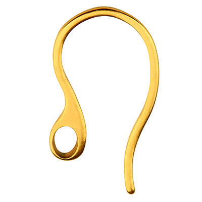 Stainless steel ear hook, gold-coloured, 22 x 11.5 x 1 mm, eyelet: 2.5 x 3.5 mm 