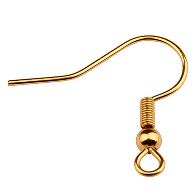 Crochet de pêcheur en acier inoxydable, doré, 20 x 23 x 3 mm, oeillet : 2 mm, fiche : 0,8 mm 