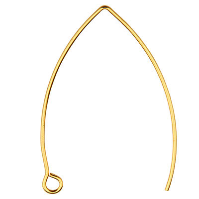 Stainless steel ear hook, gold-coloured, 41 x 22 x 0.8 mm, eyelet: 2 mm, plug: 0.8 mm 