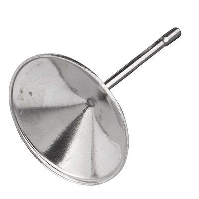 Clous d'oreille en acier inoxydable avec monture pour Rivoli Swarovski de 10 mm de diamètre, argenté, 11 x 14 mm, connecteur : 0,8 mm 
