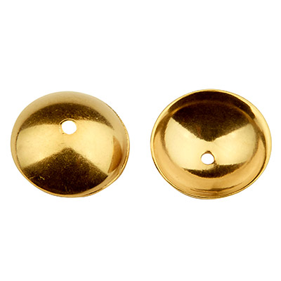 Edelstahl Perlkappe, goldfarben, 8 x 2,5 mm, Loch: 1 mm 