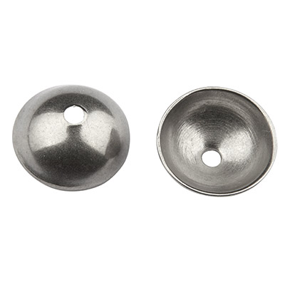 Stainless steel bead cap, silver-coloured, 12 x 5 mm, hole: 2 mm 