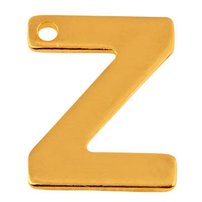 Edelstahlanhänger, Buchstabe Z, goldfarben, 11 x 8,5 x 0,8mm, Öse  1 mm 