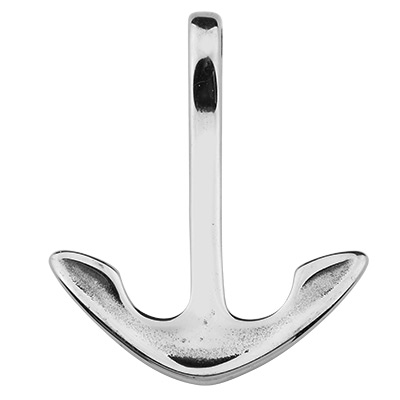 Stainless steel pendant anchor, 37 x 29,5 x 7 mm, eyelet: 5 x 7mm, silver coloured 