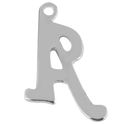 Lettre : A, pendentif en acier inoxydable en forme de lettre, argenté, 14 x 11,5 x 1 mm, diamètre du trou : 1 mm 