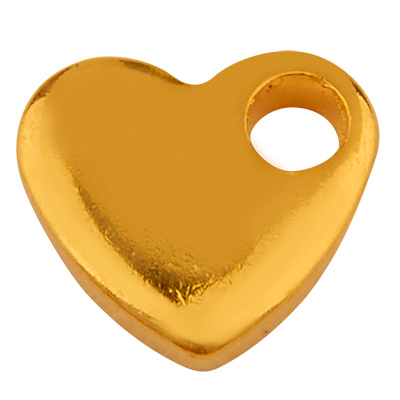 Stainless steel pendant, heart, gold-coloured, 6 x 7 x 1.5 mm, loop: 1.6mm 