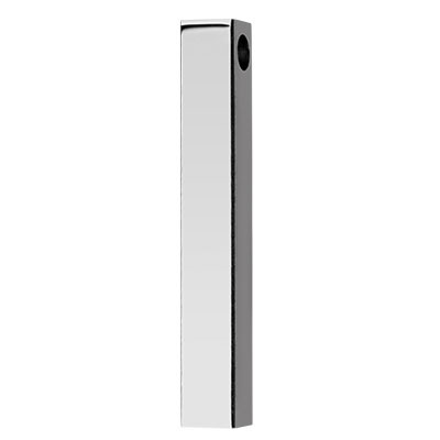 Stainless steel pendant, 3D rectangle, silver-coloured, 34.5 x 5 x 5 mm, loop: 2.5 mm 
