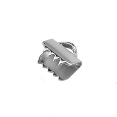 Stainless steel end caps for flat 6 mm band with teeth, silver-coloured, 6 x 7 mm, eyelet: 0.5 x 1 mm 