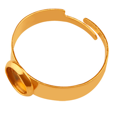 Stainless steel finger ring adjustable with adhesive surface 6 mm, gold-coloured, size 7, (17 to 18 mm) 