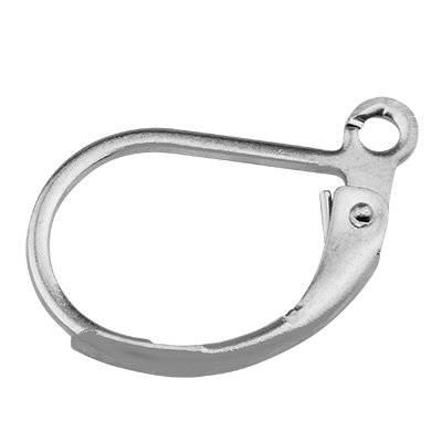 Stainless steel brooch with loop, silver-coloured, 15 x 10 x 1.5 mm, eyelet: 1.2 mm; pin: 1 x 0.8 mm 