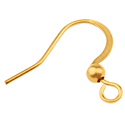 Stainless steel fishhook,18 carat gold plated, 16 x 18 mm, eye: 2 mm; pin: 0,7 mm 
