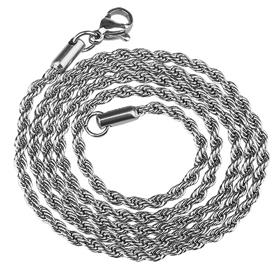 Stainless steel link chain with lobster clasp, silver-coloured, length 50.8 cm 