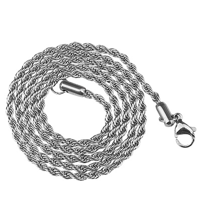 Stainless steel link chain with lobster clasp, silver-coloured, length 50 cm 