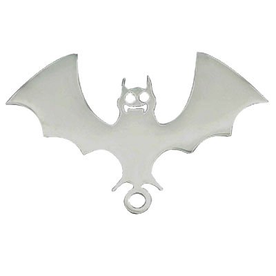 Halloween stainless steel pendant bat, silver coloured, 17x27,5x1 mm, loop: 1,6 mm 