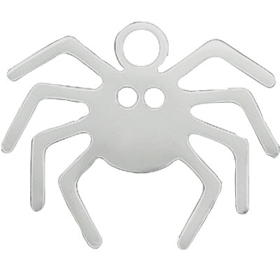 Halloween stainless steel pendant spider, silver-coloured, 12x14.5x1 mm, loop: 1.6 mm 