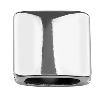 Stainless steel slider, rectangular, silver-coloured, 12x12x4 mm, hole: 1.5x8 mm 