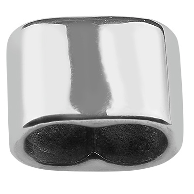 Stainless steel slider, rectangular, silver-coloured, 9x13x7.5 mm, hole: 5x10 mm 