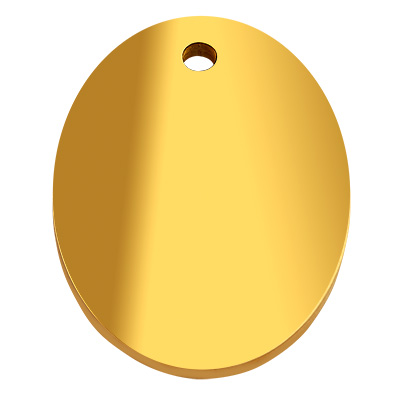Edelstahl Anhänger, Stempelrohling, Oval, goldfarben, 20x15x1,5 mm, Loch: 1,4 mm 