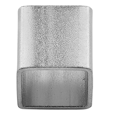 Stainless steel bead, cube, silver-coloured, 6x6x6 mm, hole: 5x5 mm 