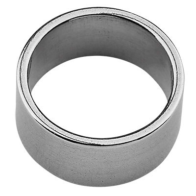 Stainless steel spacer, round, silver-coloured, 12 x 6 mm, hole: 10 mm 