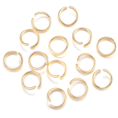 Stainless steel binder ring, gold-coloured, 20 gauge, 7x0.8 mm, bag with 20 binder rings 