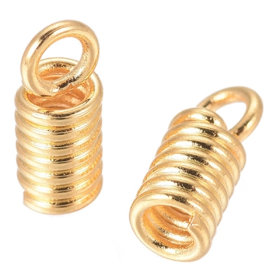 Edelstahl Spiralendkappe, goldfarben, 8 x 3,5 mm, Öse: 2 mm, Innendurchmesser: 2 mm 
