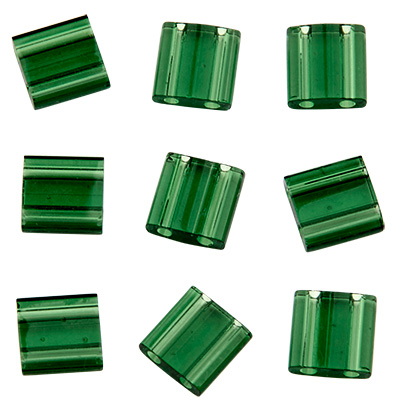 Perle Miyuki Tila Bead, 5 x 5 mm, couleur : vert transparent, tube d'environ 7,2 gr 