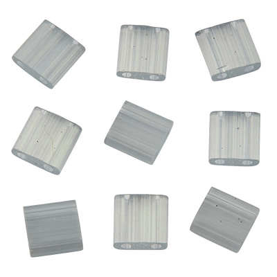 Miyuki Perle Tila Bead, 5 x 5 mm, Farbe: silk pale light gray, Röhrchen mit ca. 7,2 gr 