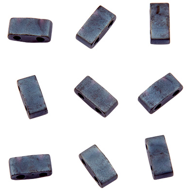 Miyuki Perle Half Tila Bead, 5 x 2,5 mm, Farbe: gunmetal matte, Röhrchen mit ca. 7,8 gr 