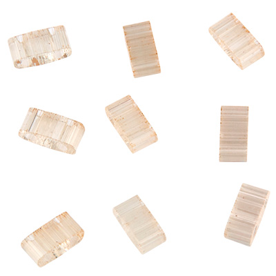 Miyuki Perle Half Tila Bead, 5 x 2,5 mm, Farbe: silk pale cream, Röhrchen mit ca. 7,8 gr 