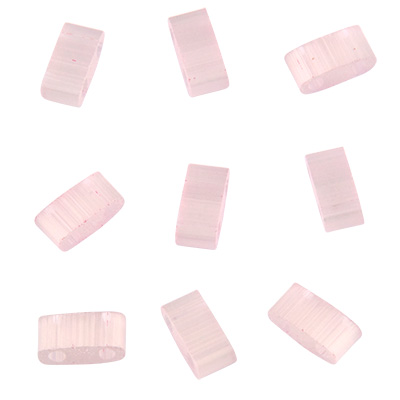 Perle Miyuki Half Tila Bead, 5 x 2,5 mm, couleur : silk pale light pink, tube d'environ 7,8 gr 