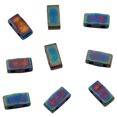 Miyuki kraal Halve Tila Bead, 5 x 2,5 mm, kleur: matzwart AB, buisje met ca. 7,8 gr. 