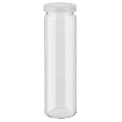 Glazen fles met rechte bodem lengte 100 mm, diameter 30 mm, inhoud 50 ml met snapcap 