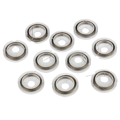 10 bobines de fil de bijouterie en acier inoxydable avec gaine en nylon, couleur argent, diamètre 0,45 mm, 10 m/rouleau 